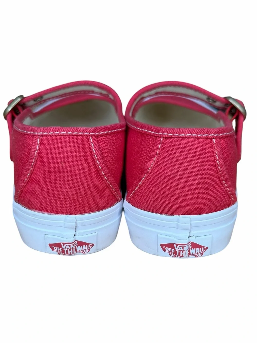 Vans Mary Jane Canvas Shoes Red White Buckle Sneakers Women’s Size 9